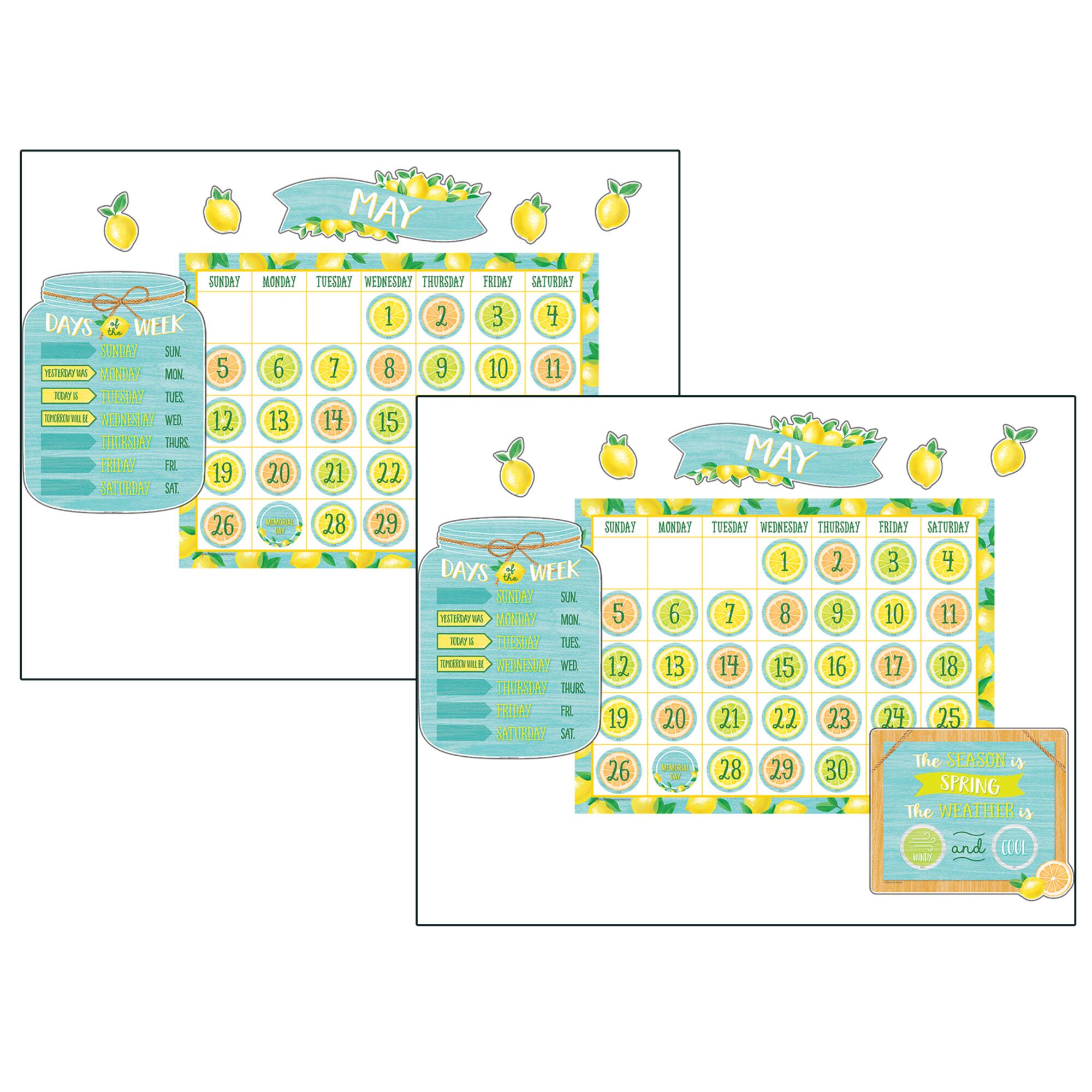 Teacher Created Resources Lemon Zest Calendar Bulletin Board Set, 2ct.